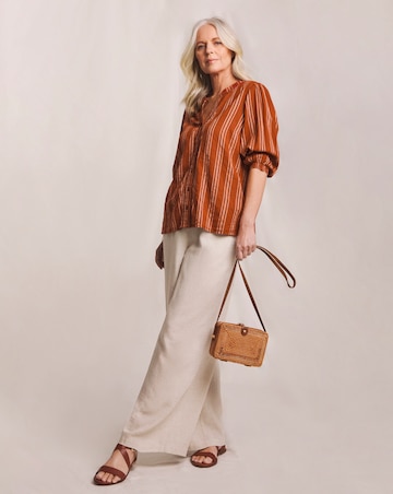 Julipa Lace Trim Button Down Blouse