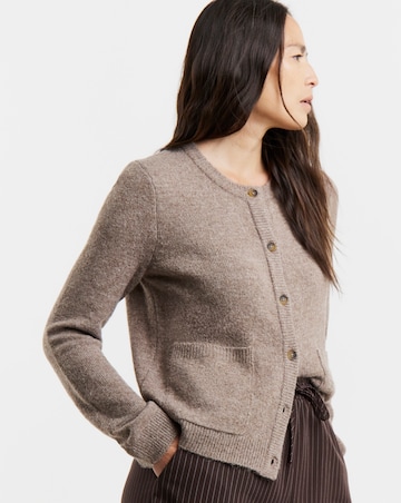 Mocha Crew Neck Cardigan