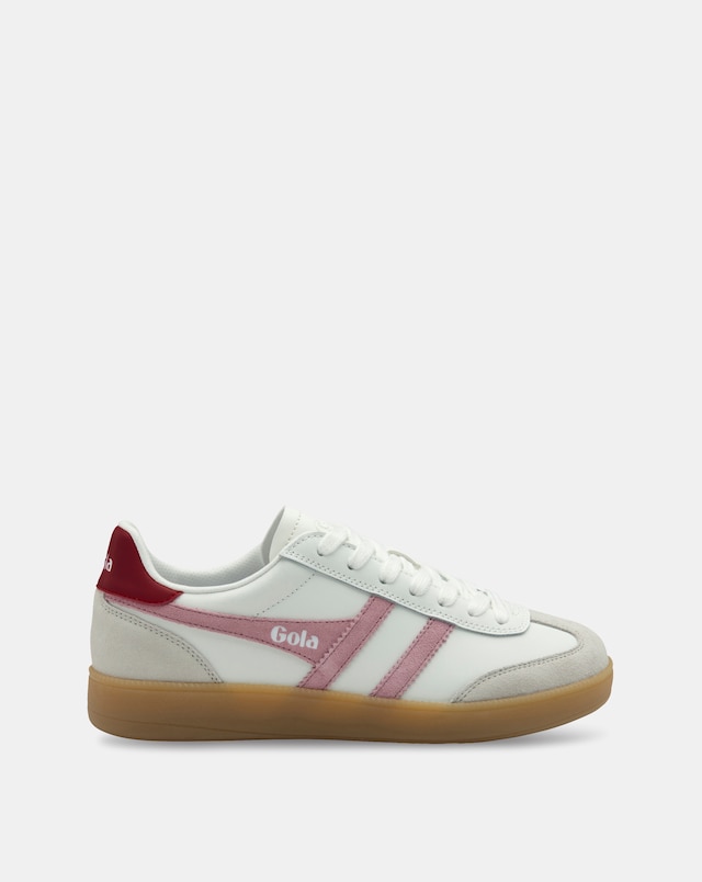 Gola Viper Leather Trainers - White/Candy/Deep Red/Gum