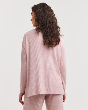 Blush Soft Touch Ribbed Button Top