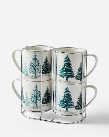 Winter Stag Set of 4 Stacking Mugs