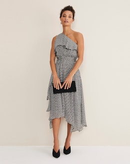 Phase Eight Kaz Check One Shoulder Dress