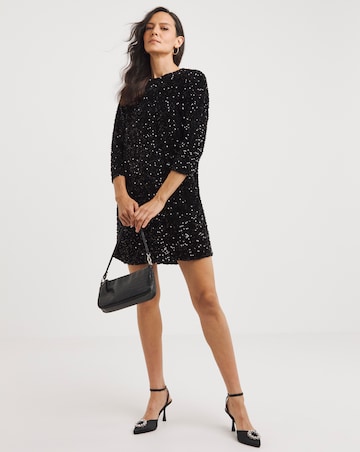 Velvet Sequin Shift Dress
