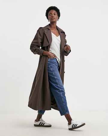 Pure Cotton Long Sleeve Slouch V-Neck Longline Top