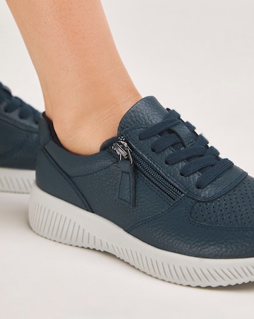 Heavenly Soles Seraphina Leather Lace Side Zip Trainers - Extra Wide Fit (EEE)