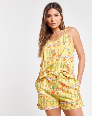 Chelsea Peers Cotton Frill Strap Cami And Shortie Pyjama Set