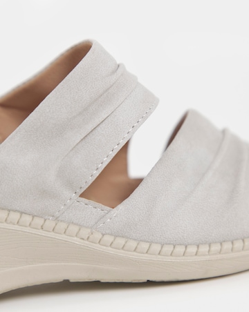 Cushion Walk Pink Ruched Wedge Mules - Extra Wide Fit (EEE)