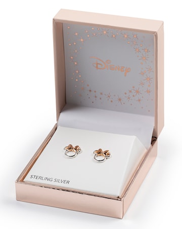 Disney Minnie Mouse Sterling Silver Stud Earrings with Rose Gold Bow