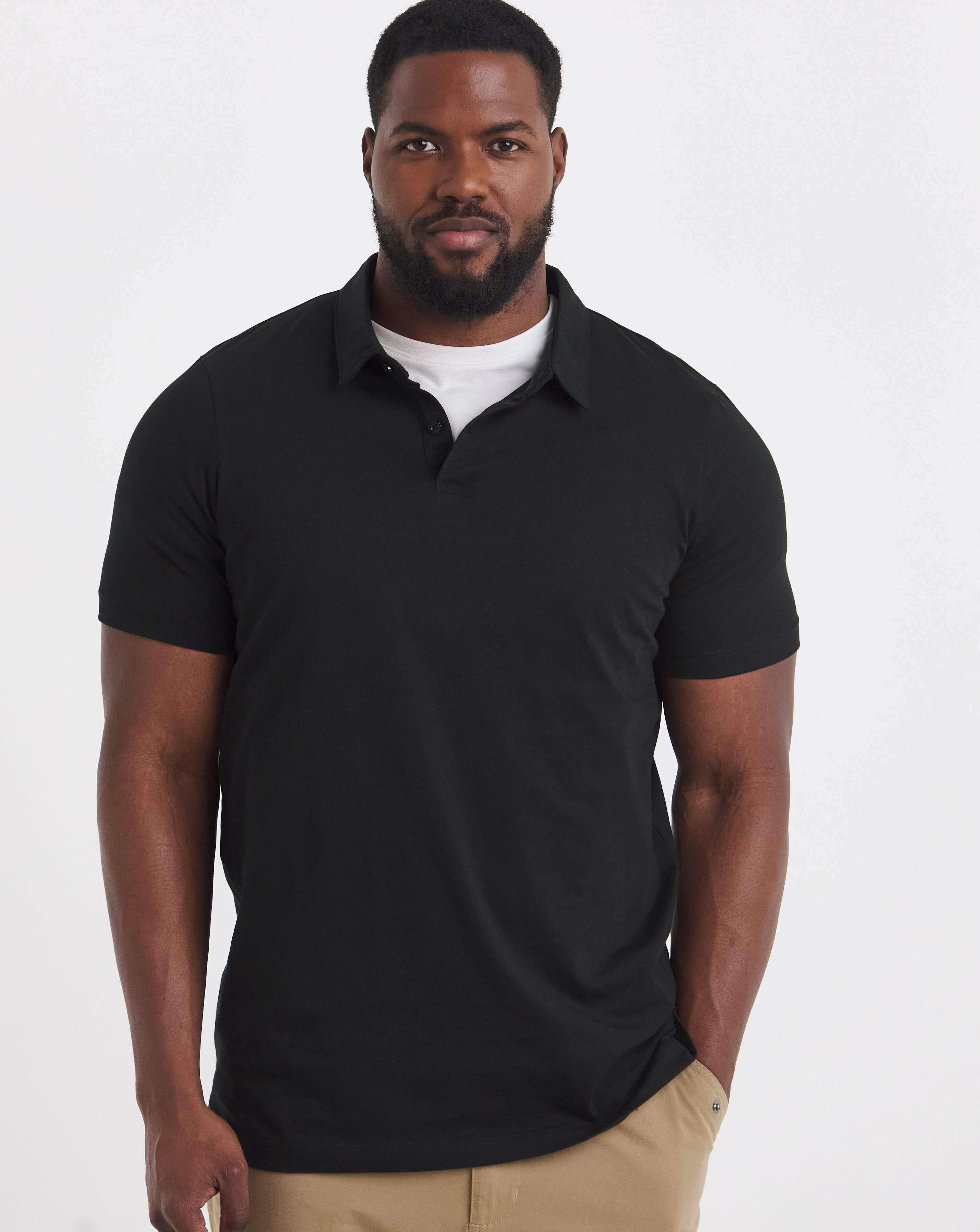 Pure Cotton Jersey Polo Long Length- Black