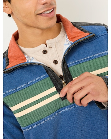 Fatface Airlie Chest Stripe Sweatshirt - Denim Blue