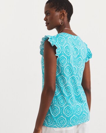 Printed Ruffle Sleeve Vest