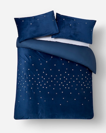 Velvet With Embroidered Stars Duvet Cover Set