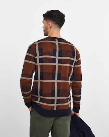 Patchwork Knitted Crew Neck Jumper