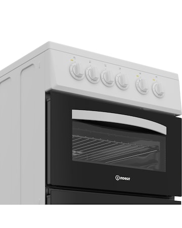 Indesit ITE5VMW 50cm Electric Twin Cooker with Ceramic Hob - White