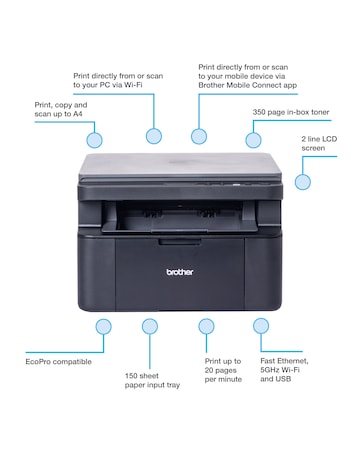 Brother DCP-L1640W Compact All-In-One Mono Wireless Laser Printer