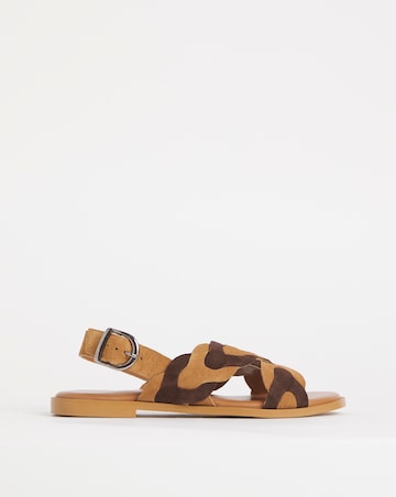 Joe Browns Tan Comfort Suede Plait Sandals- Extra Wide Fit (EEE)