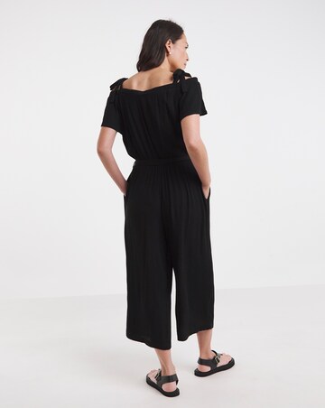 Textured Crinkle Tie Strap Jumpsuits