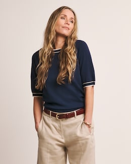 Anthology Contrast Trim Short Sleeve Jumper