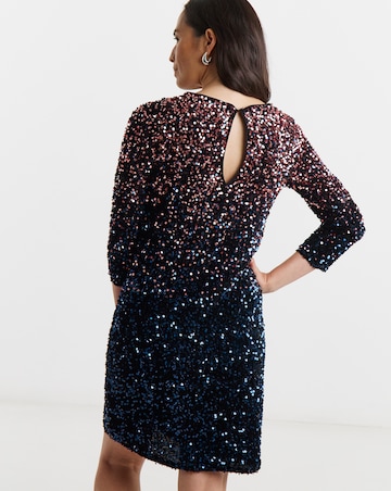 Ombre Sequin Shift Dress