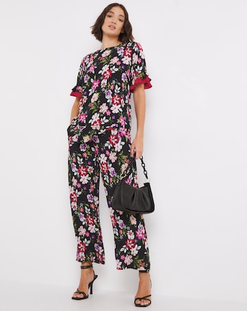 Floral Print Contrast Short Sleeve Occasion Top