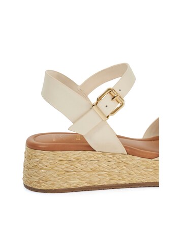 Dune Littleton Leather Woven Flatform Sandals Wide Fit