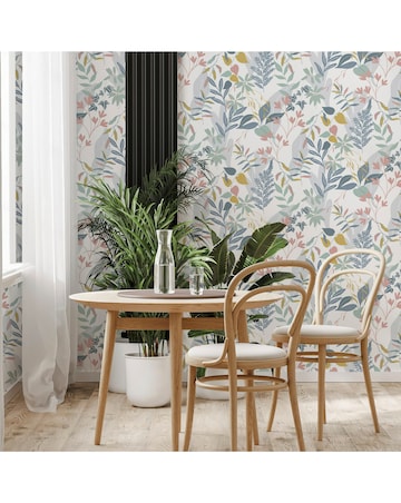 Fresco Inky Tropical Leaf Indigo and Ochre Wallpaper