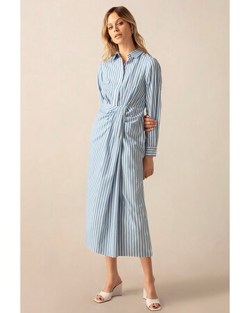 Ro&Zo Ruched Striped Shirt Dress