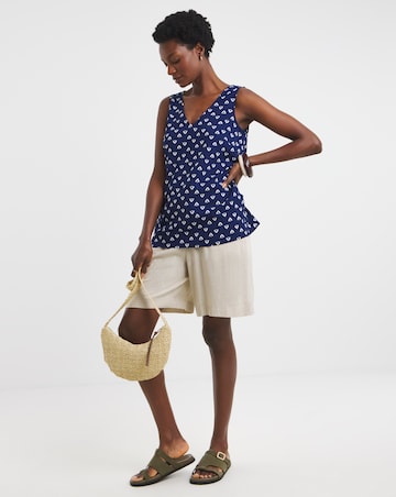 Printed V Neck Woven Vest