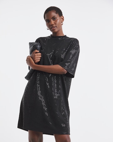 Short Sleeve Sparkle T-Shirt Dress