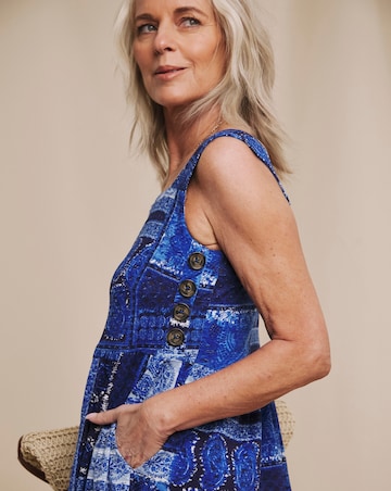 Julipa Pure Cotton Button Side Pinny Midi Dress