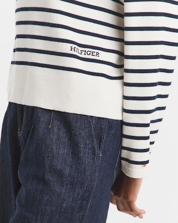 Tommy Hilfiger Mini Stripe V-Neck Long Sleeve Sweater