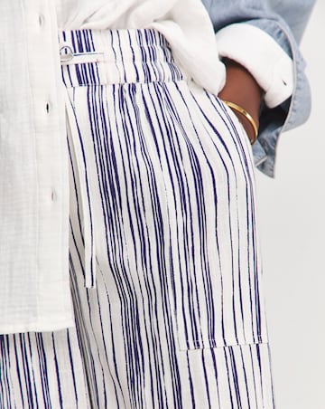 Printed Stripe Linen Mix Wide Leg Culottes
