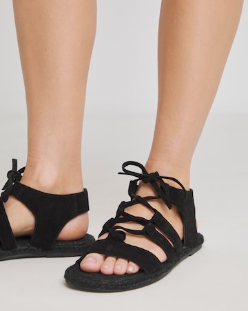 Simply Be Serenity Suede Lace Up Flat Espadrille Sandals - Extra Wide Fit (EEE)