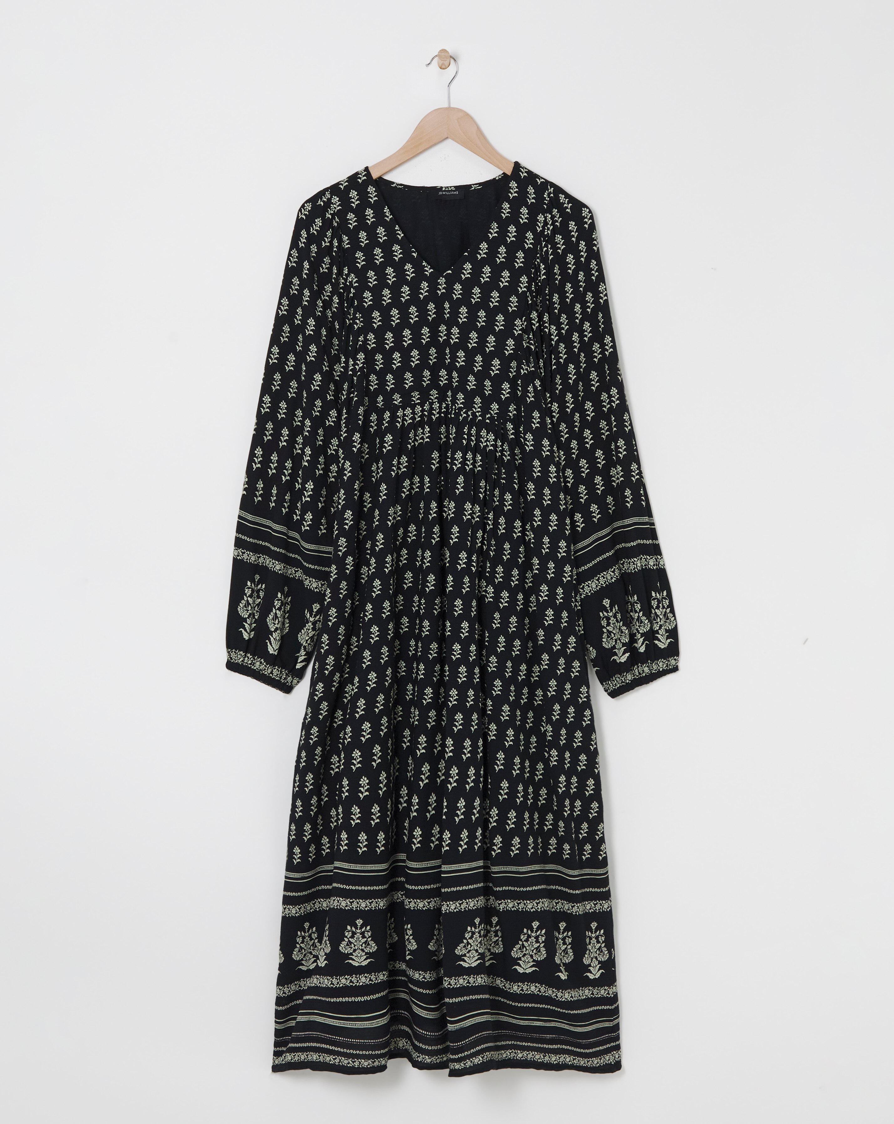 Border Print Batwing Smock Maxi Dress