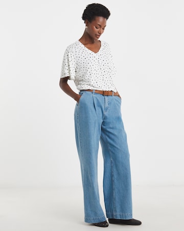 Double Angel Sleeve V Neck Top