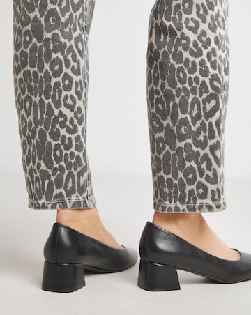 Heavenly Soles Catherine Low Block Heel Court Shoes - Wide Fit (E)