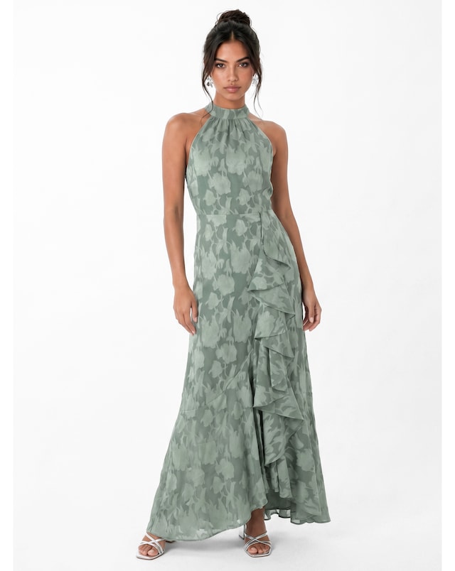 Anaya Floral Burnout Halter Neck Dress