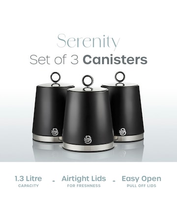 Swan Serenity Set of 3 Canisters Black