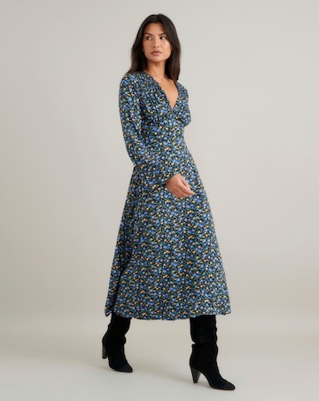 Nobody's Child Lydia Midi Dress Blue and Yellow Ditsy Floral
