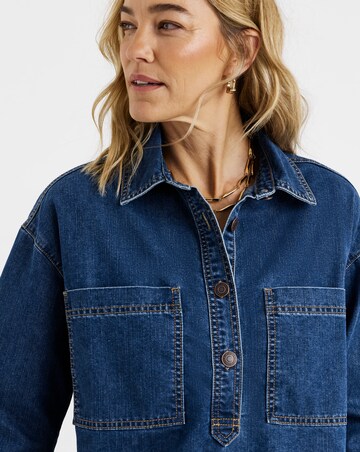 Dark Blue Denim Polo Shirt