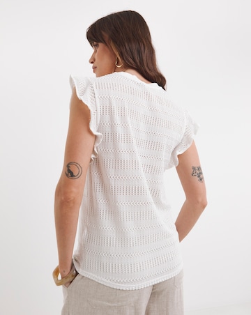 White Frill Sleeve Top