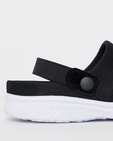 Cushion Walk Black Glitter Back Strap Clogs - Wide Fit (E)