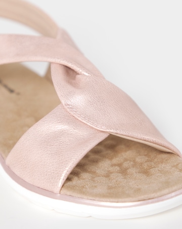 Cushion Walk Rose Gold Shimmer Cross Strap Buckle Sandals - Wide Fit (E)