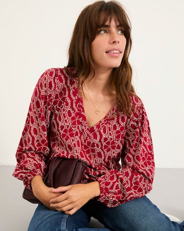 Fatface Margot Textured Floral Print Top