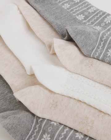 Pretty Secrets (5 Pair Pack) Ankle Socks (Wide Fit) Snowflake