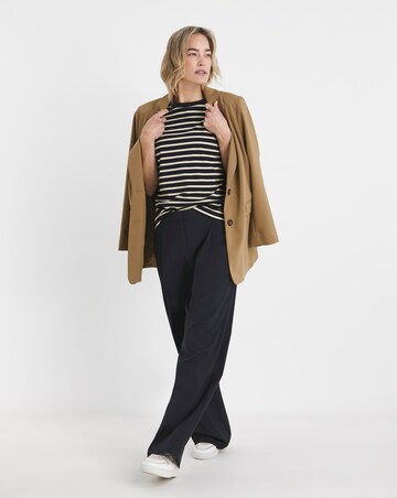 Tommy Hilfiger Stripe Gold Button Crew Neck Short Sleeve T- Shirt