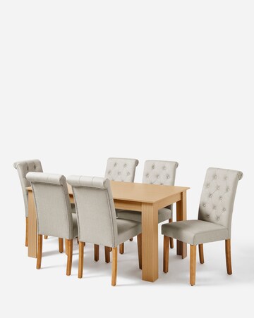 Dakota 6 Seater Dining Table with 6 Ava Button Back Chairs
