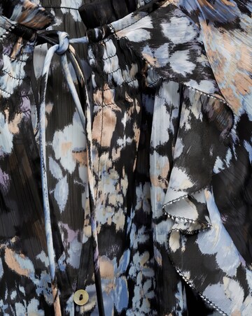 Mango Floral Tie Neck Flowy Blouse