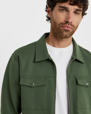 Folio Interlock Zip Shacket-Khaki