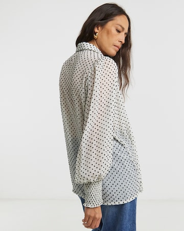 Dobby Volume Sleeve Shirred Cuff Shirt